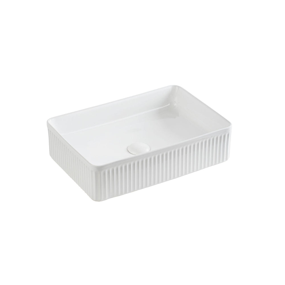 LUKKA CRETE FLUTED ABOVE COUNTER BASIN GLOSS WHITE 500MM