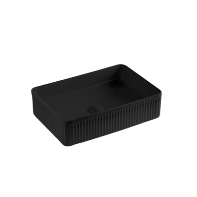 LUKKA CRETE FLUTED ABOVE COUNTER BASIN MATTE BLACK 500MM