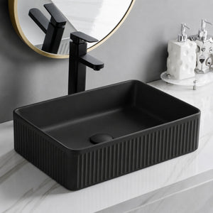 LUKKA CRETE FLUTED ABOVE COUNTER BASIN MATTE BLACK 500MM