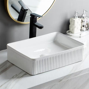 LUKKA CRETE FLUTED ABOVE COUNTER BASIN GLOSS WHITE 500MM