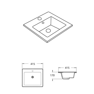 LUKKA CRETE SEMI INSET BASIN GLOSS WHITE 415MM