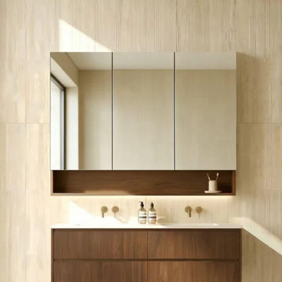 LUKKA CLARK MOCHA OAK MATTE MIRROR SHAVING CABINET 1200MM