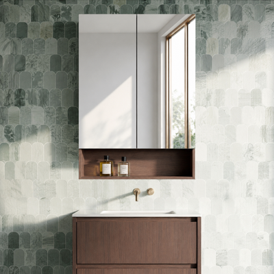 LUKKA CLARK MOCHA OAK MATTE MIRROR SHAVING CABINET 600MM