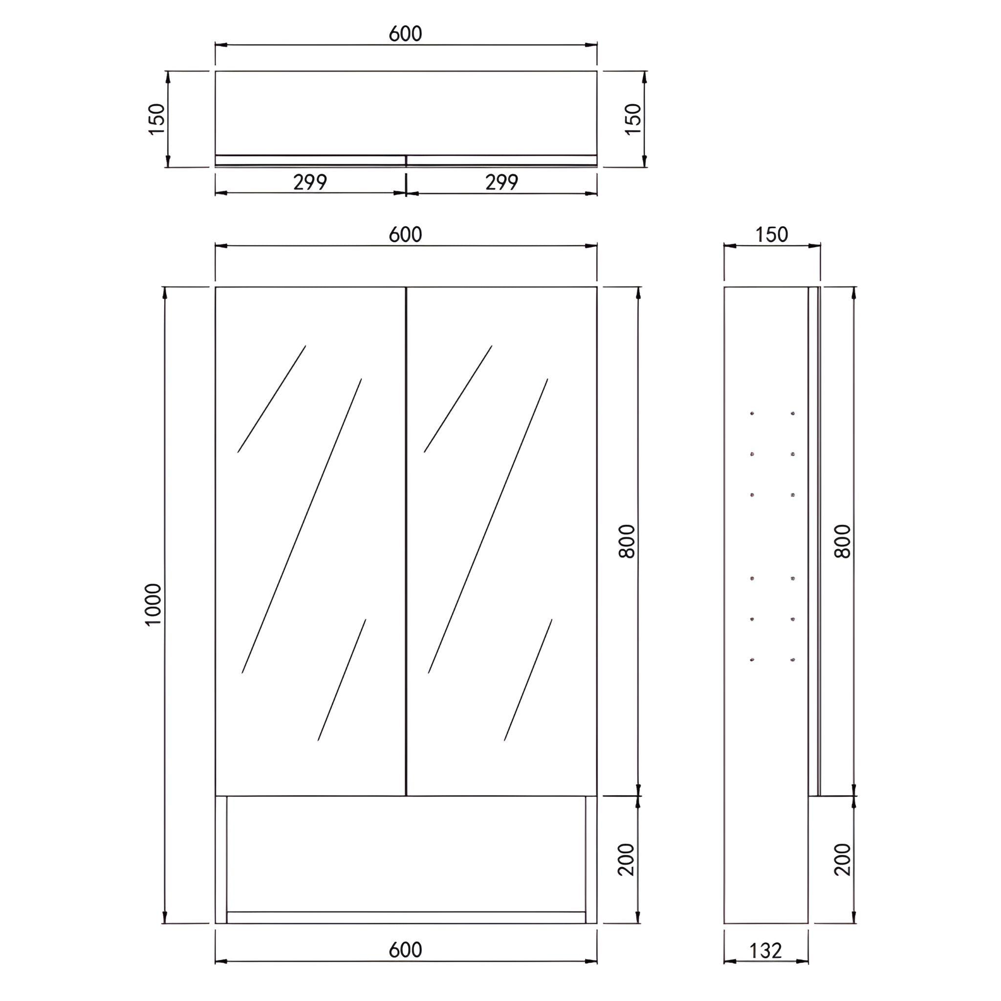 LUKKA CLARK MOCHA OAK MATTE MIRROR SHAVING CABINET 600MM