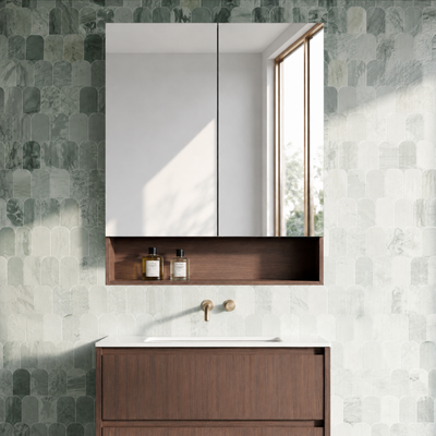 LUKKA CLARK MOCHA OAK MATTE MIRROR SHAVING CABINET 750MM