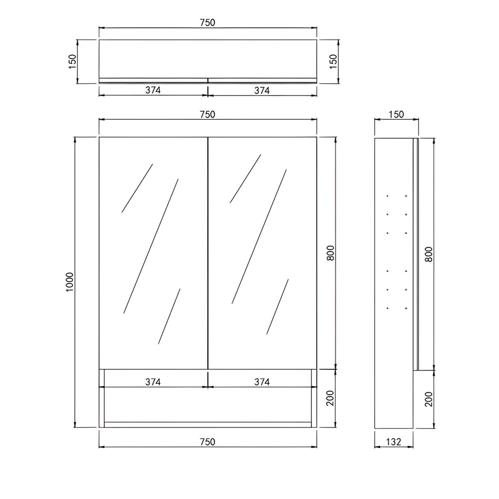 LUKKA CLARK MOCHA OAK MATTE MIRROR SHAVING CABINET 750MM