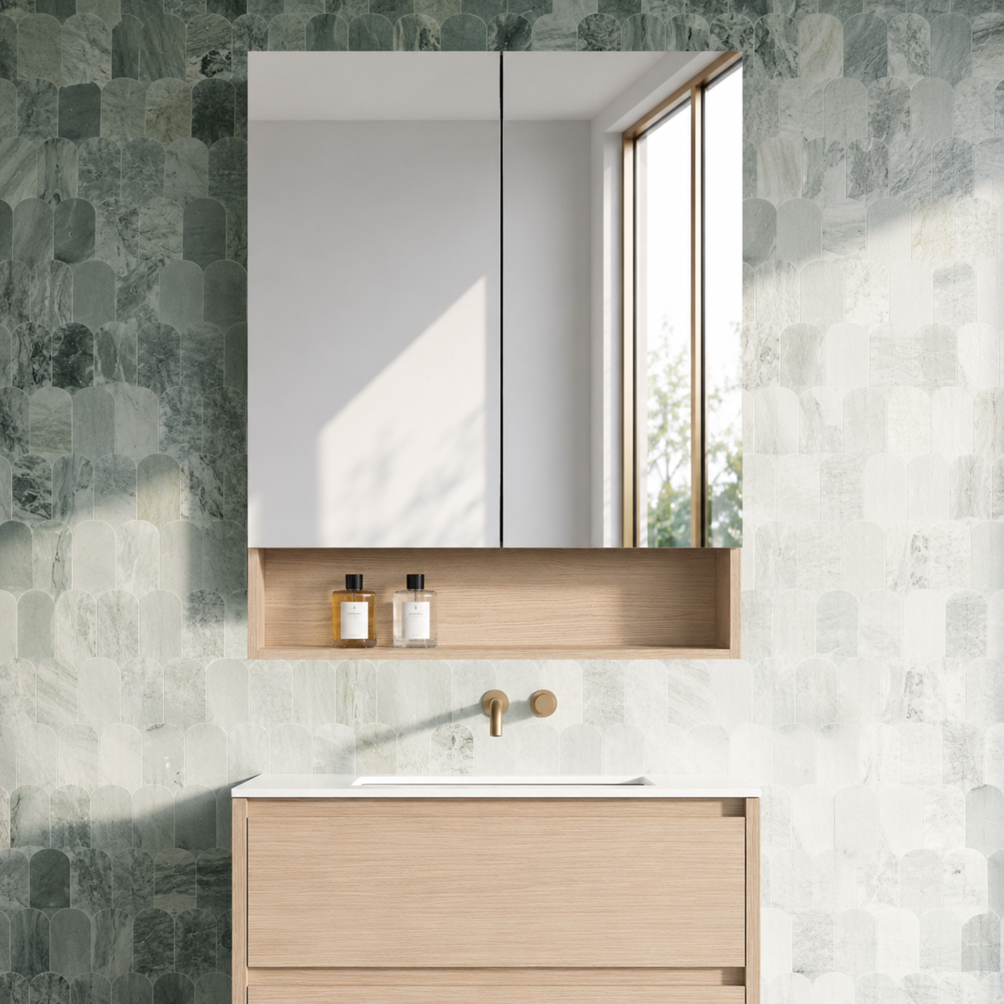 LUKKA CLARK SANDY OAK MATTE MIRROR SHAVING CABINET 750MM