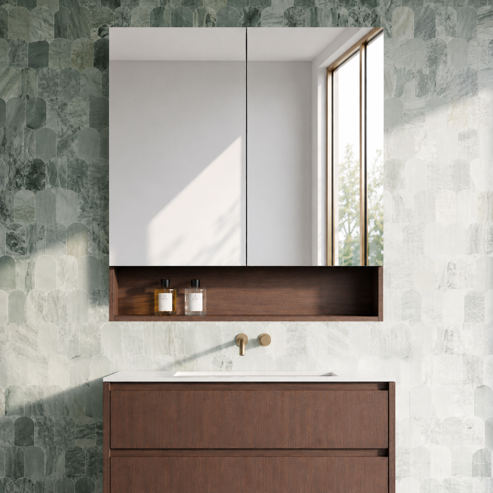 LUKKA CLARK MOCHA OAK MATTE MIRROR SHAVING CABINET 900MM