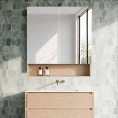 LUKKA CLARK SANDY OAK MATTE MIRROR SHAVING CABINET 900MM