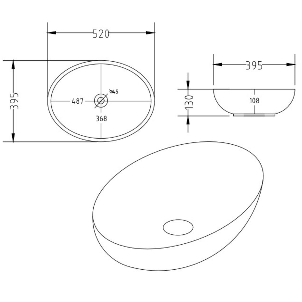 LUKKA CAREY ABOVE COUNTER BASIN MATTE BLACK 520MM