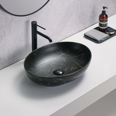 LUKKA CAREY ABOVE COUNTER BASIN MATTE MARBLE BLACK 520MM