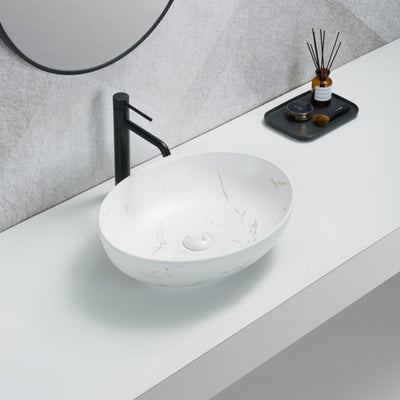 LUKKA CAREY ABOVE COUNTER BASIN MATTE MARBLE WHITE 520MM