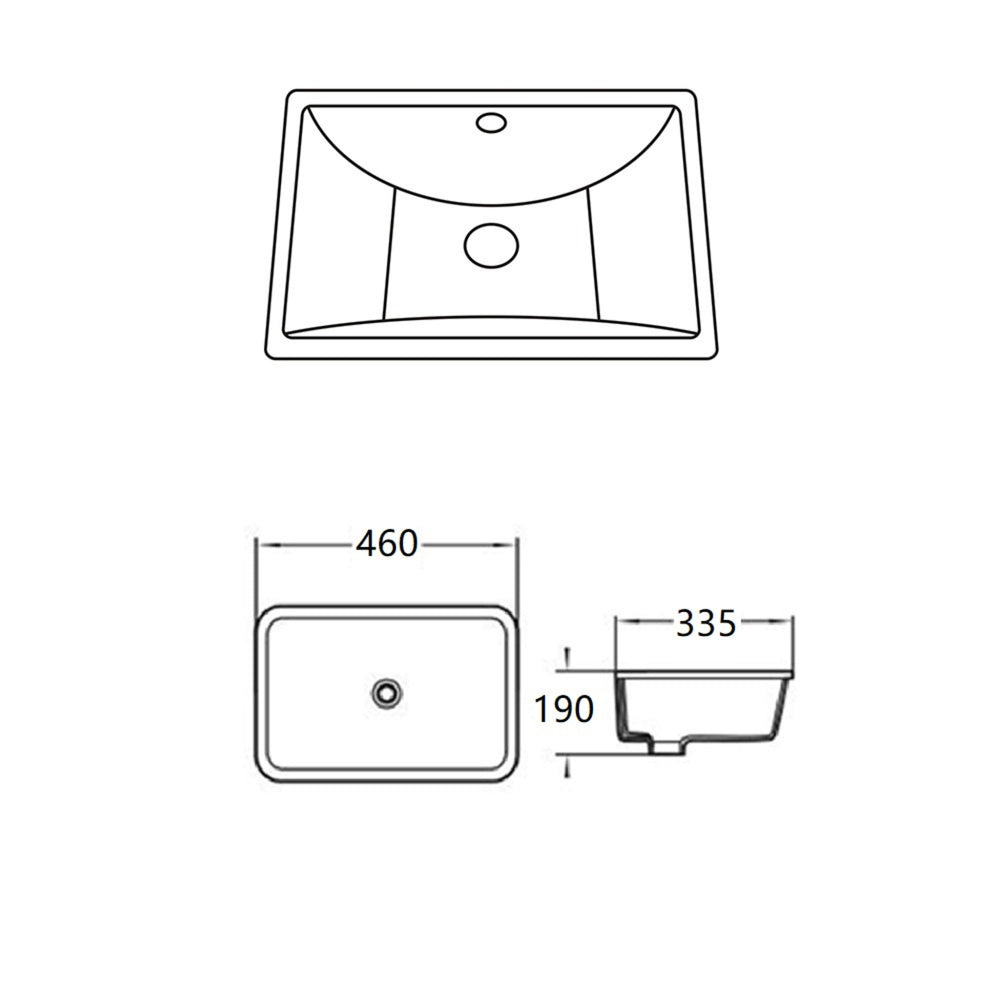 LUKKA CRETE UNDER COUNTER BASIN GLOSS WHITE 460MM