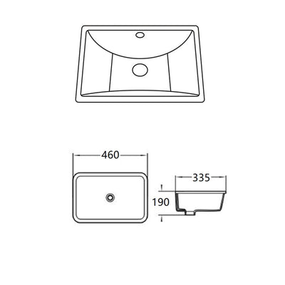 LUKKA CRETE UNDER COUNTER BASIN GLOSS WHITE 460MM
