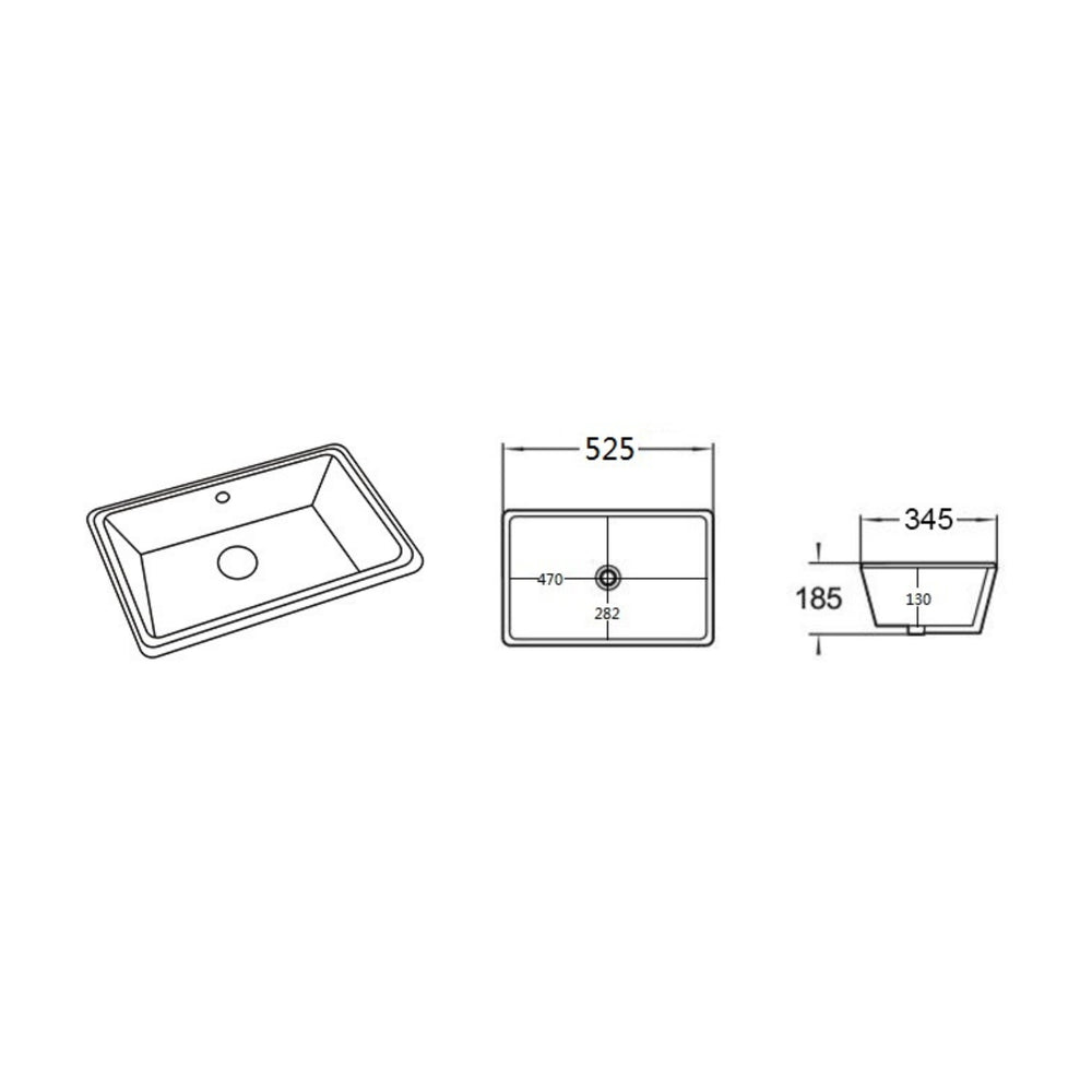 LUKKA CRETE UNDER COUNTER BASIN GLOSS WHITE 525MM