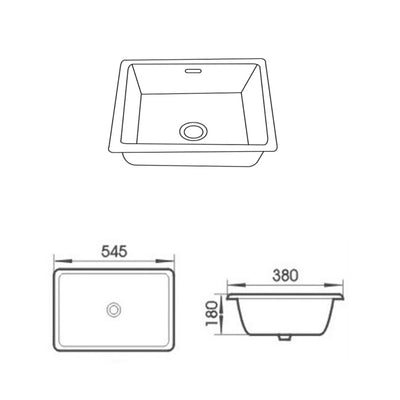 LUKKA CRETE UNDER COUNTER BASIN GLOSS WHITE 545MM