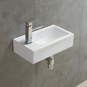 LUKKA CRETE LEFT HAND WALL HUNG MINI BASIN GLOSS WHITE 457MM