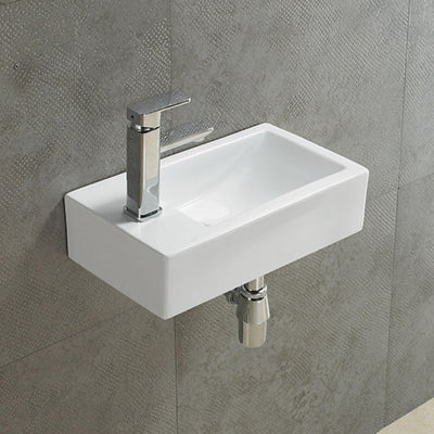 LUKKA CRETE LEFT HAND WALL HUNG MINI BASIN GLOSS WHITE 457MM
