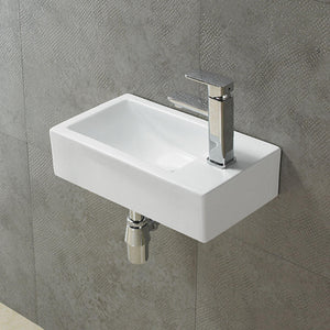 LUKKA CRETE RIGHT HAND WALL HUNG MINI BASIN GLOSS WHITE 457MM