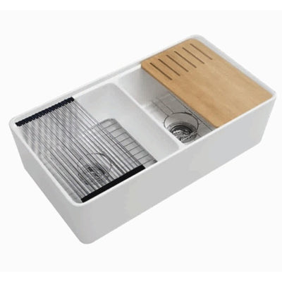 LUKKA ORTA FARMHOUSE BUTTLER DOUBLE BOWL SINK GLOSS WHITE 835MM