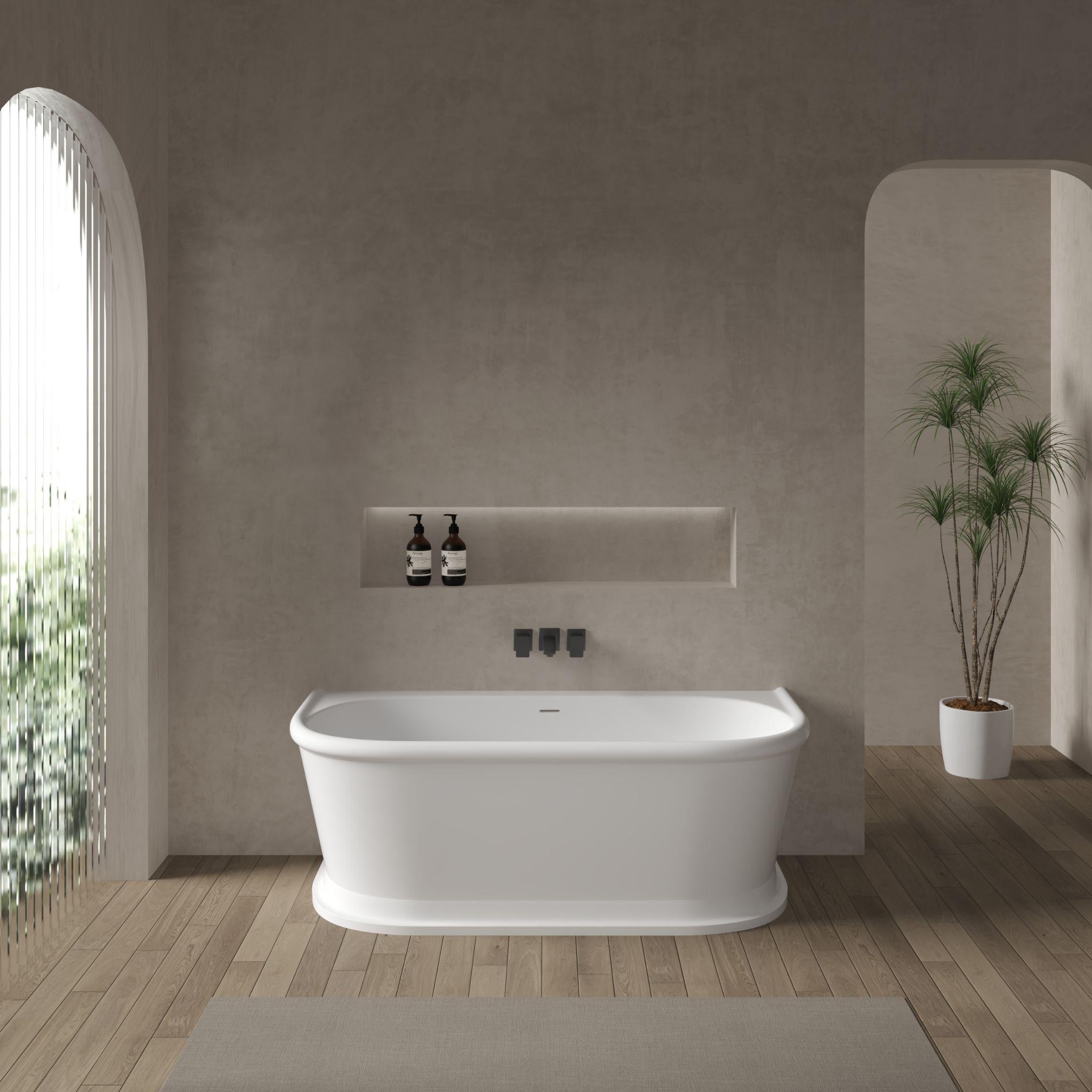 LUKKA DULWICH BACK TO WALL BATHTUB OVERFLOW GLOSS WHITE 1700MM