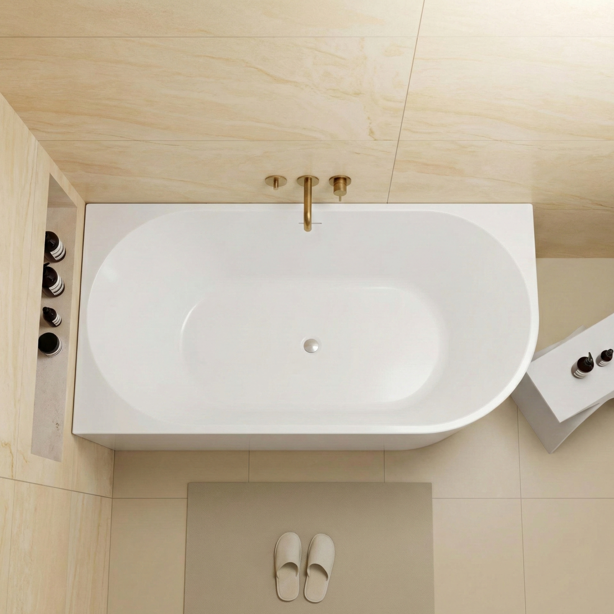 LUKKA DOVER BACK TO WALL FREESTANDING BATHTUB GLOSS WHITE (AVAILABLE IN 1400MM, 1500MM, AND 1700MM)