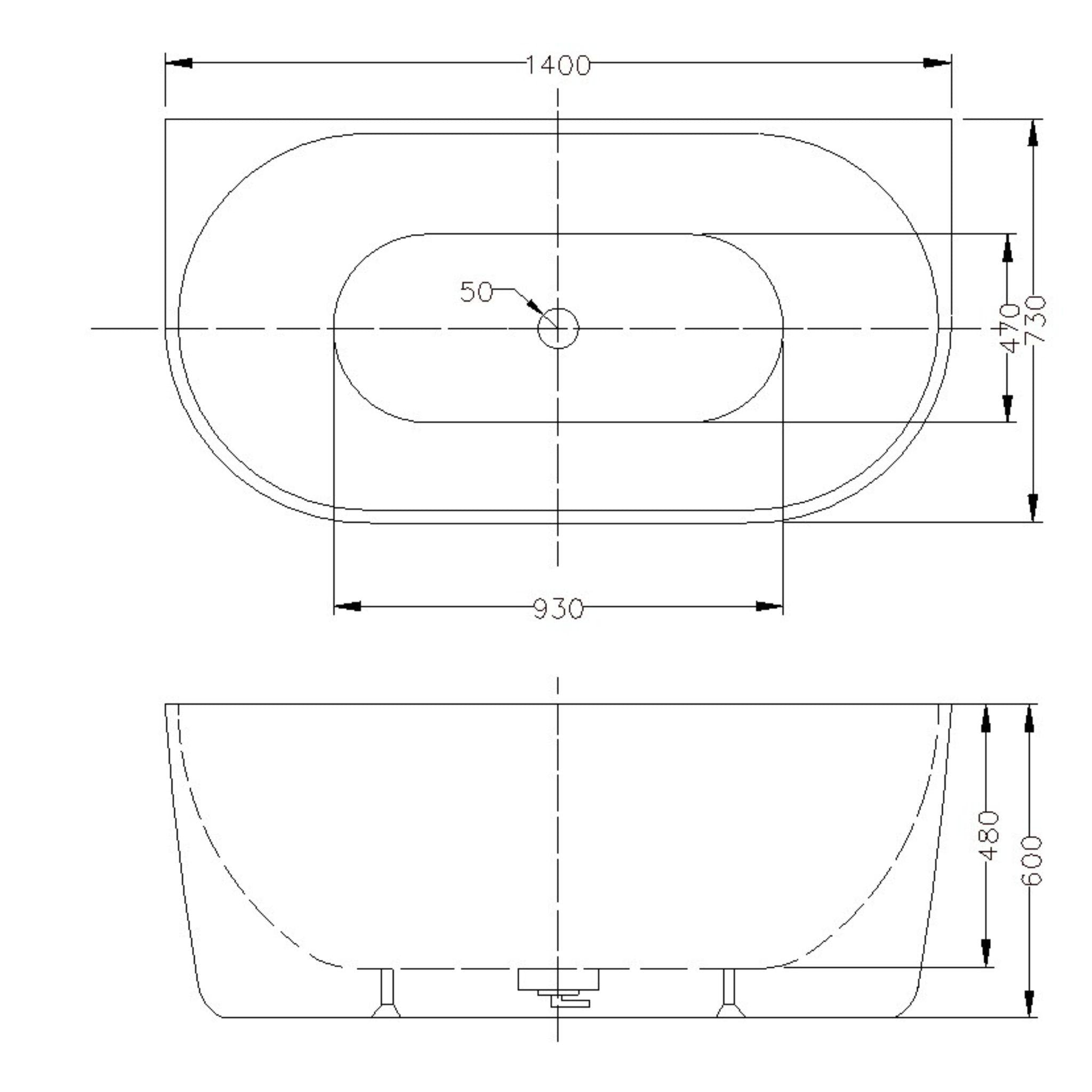 LUKKA DOVER BACK TO WALL FREESTANDING BATHTUB GLOSS WHITE (AVAILABLE IN 1400MM, 1500MM, AND 1700MM)