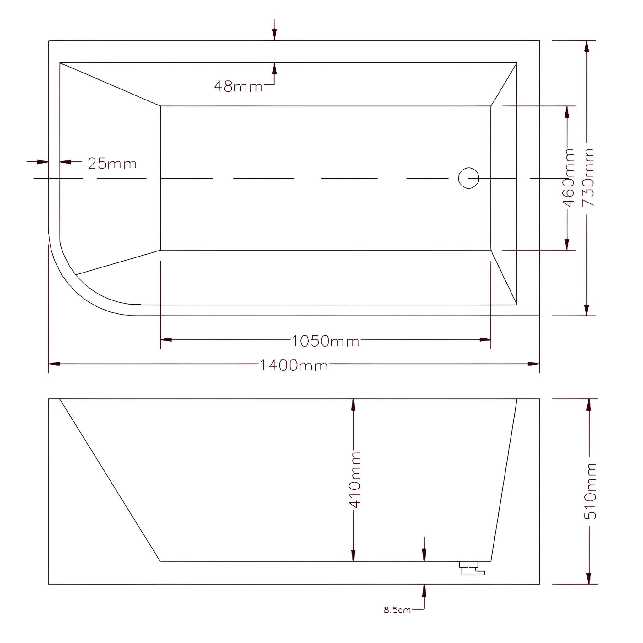 LUKKA CLAYTON FREESTANDING RIGHT CORNER BATHTUB GLOSS WHITE (AVAILABLE IN 1400MM, 1500MM AND 1700MM)