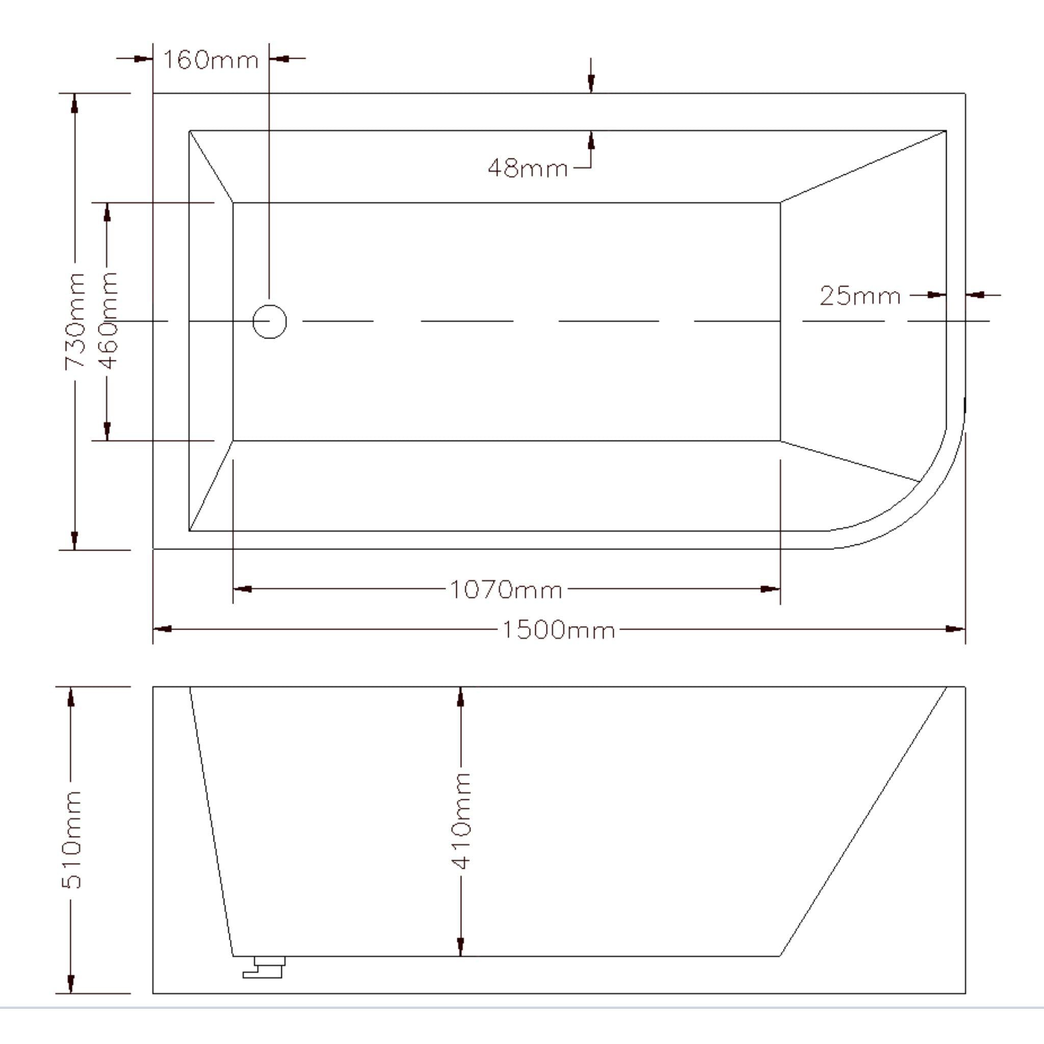 LUKKA CLAYTON FREESTANDING LEFT CORNER BATHTUB GLOSS WHITE (AVAILABLE IN 1400MM, 1500MM AND 1700MM)