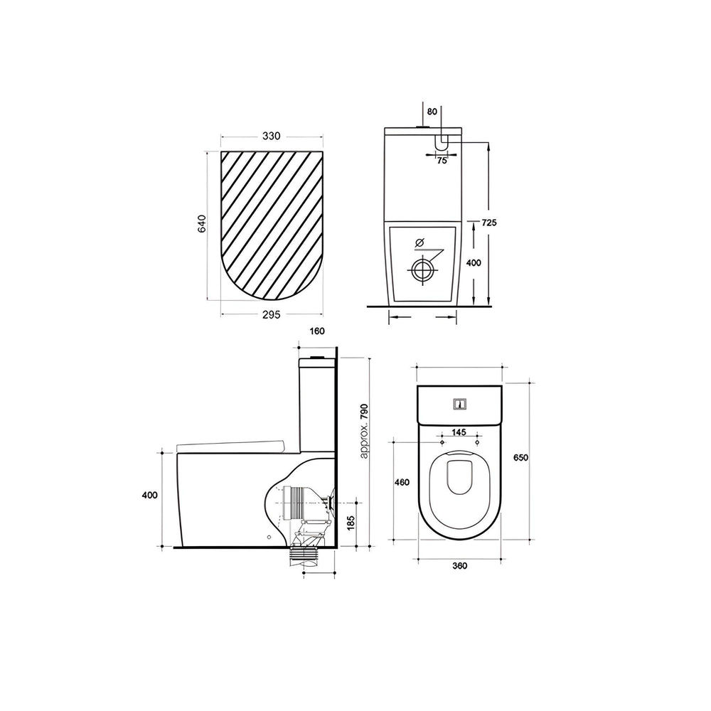 LUKKA DEVITO TORNADO RIMLESS BACK TO WALL TOILET SUITE GLOSS WHITE