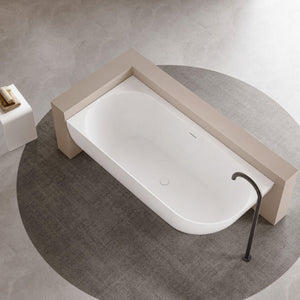 LUKKA ELLIPS FREESTANDING LEFT CORNER BATHTUB OVERFLOW MATTE WHITE (AVAILABLE IN 1500MM AND 1700MM)