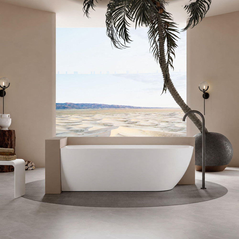 LUKKA ELLIPS FREESTANDING LEFT CORNER BATHTUB OVERFLOW MATTE WHITE (AVAILABLE IN 1500MM AND 1700MM)