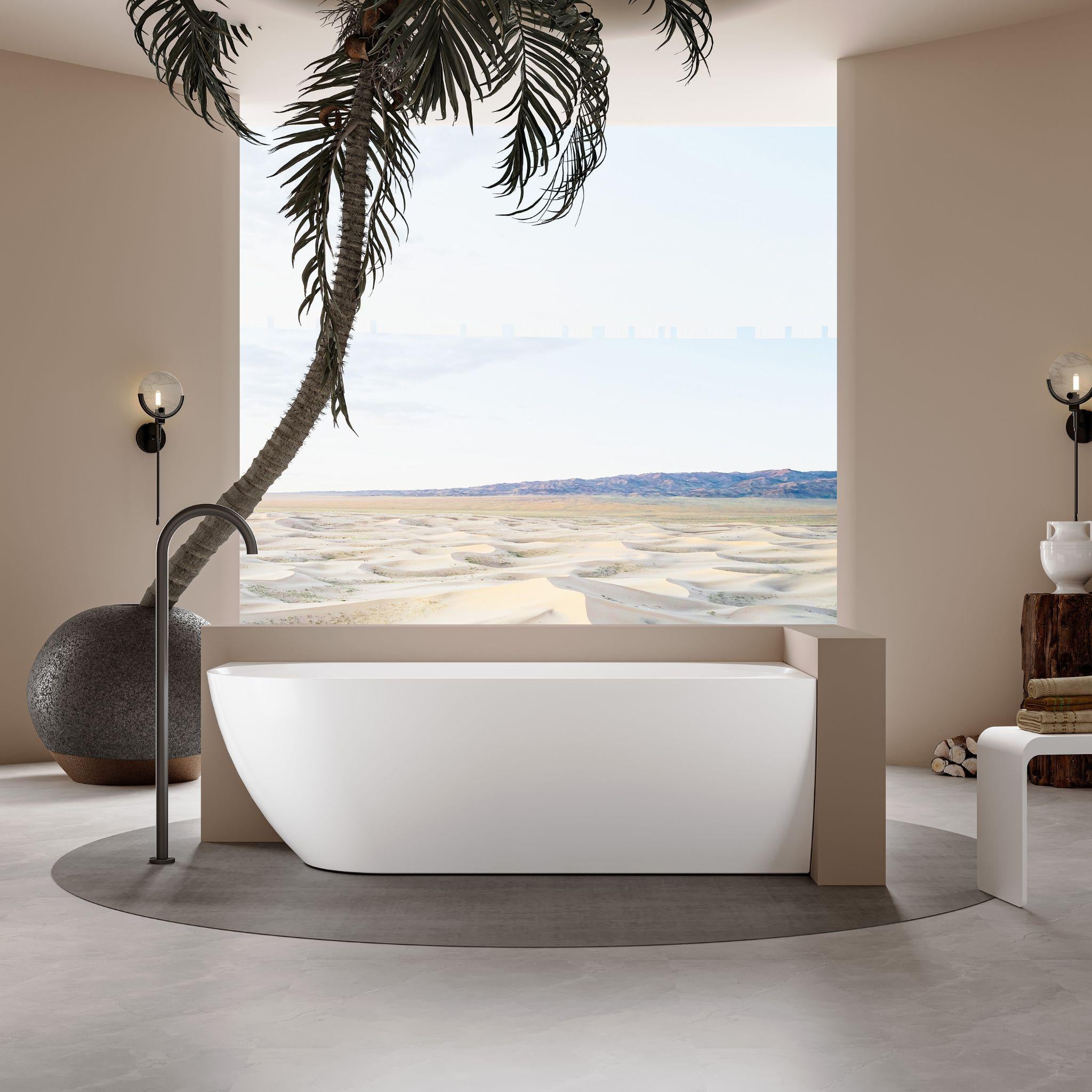 LUKKA ELLIPS FREESTANDING RIGHT CORNER BATHTUB OVERFLOW GLOSS WHITE (AVAILABLE IN 1500MM AND 1700MM)
