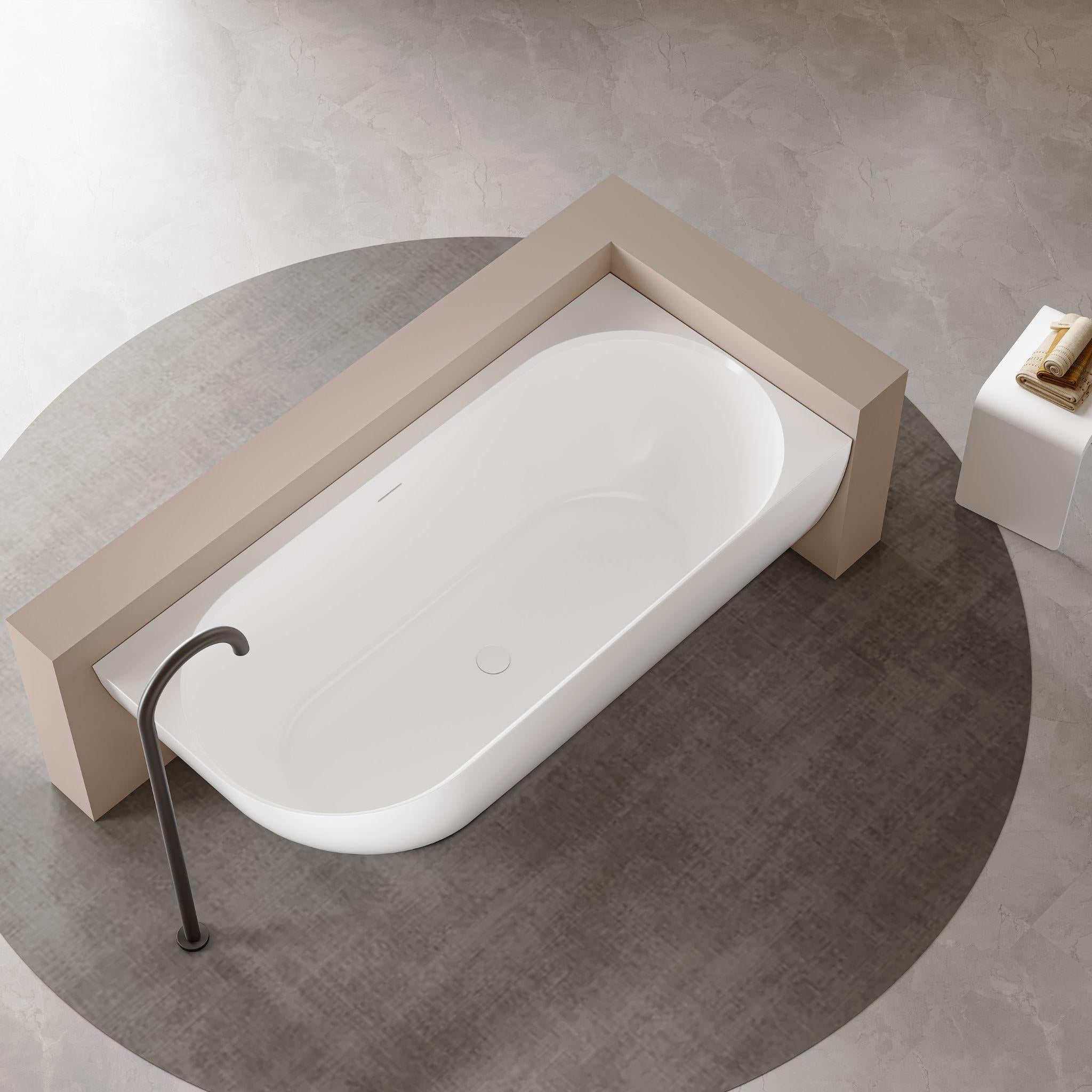 LUKKA ELLIPS FREESTANDING RIGHT CORNER BATHTUB OVERFLOW GLOSS WHITE (AVAILABLE IN 1500MM AND 1700MM)