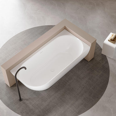 LUKKA ELLIPS FREESTANDING RIGHT CORNER BATHTUB OVERFLOW GLOSS WHITE (AVAILABLE IN 1500MM AND 1700MM)