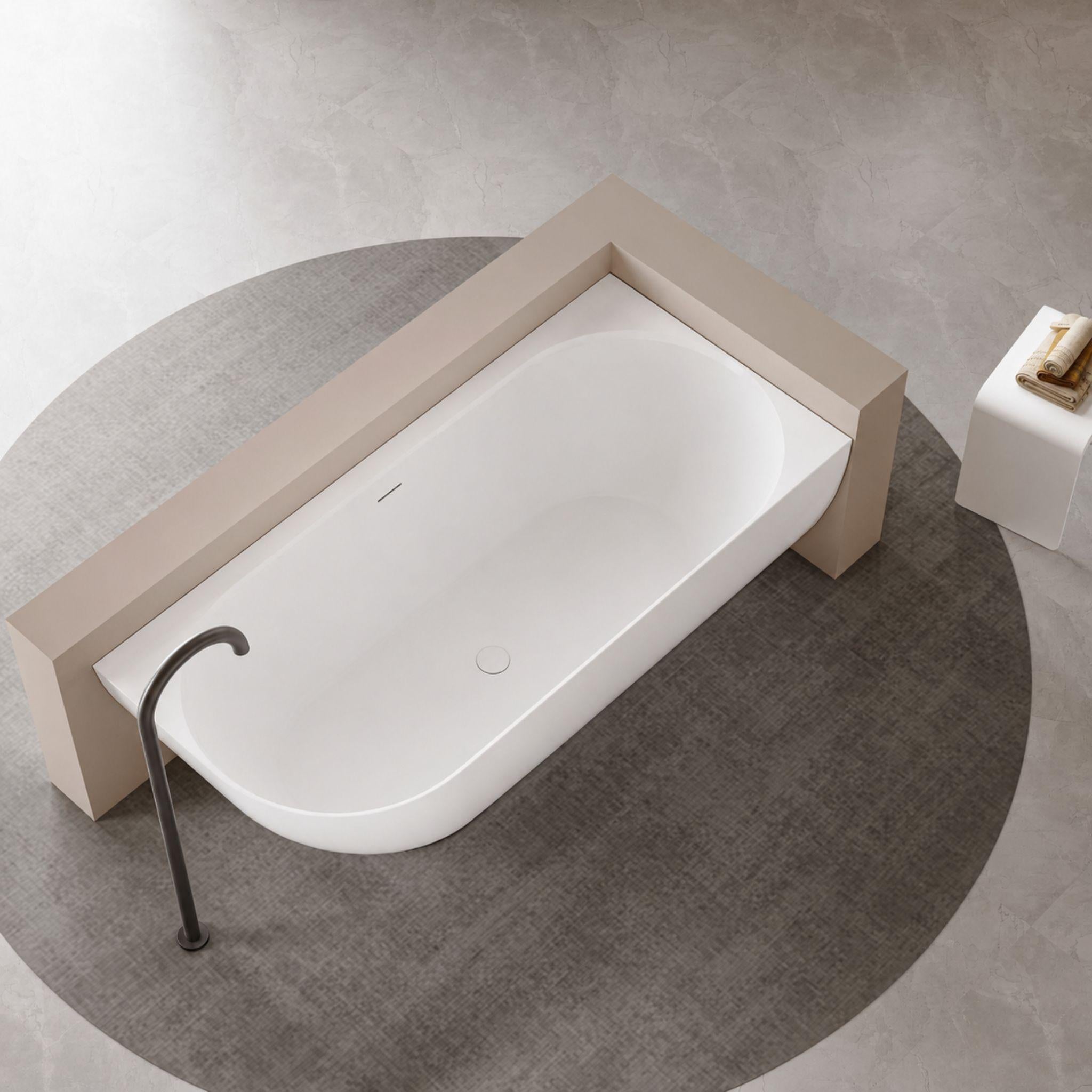 LUKKA ELLIPS FREESTANDING RIGHT CORNER BATHTUB OVERFLOW MATTE WHITE (AVAILABLE IN 1500MM AND 1700MM)