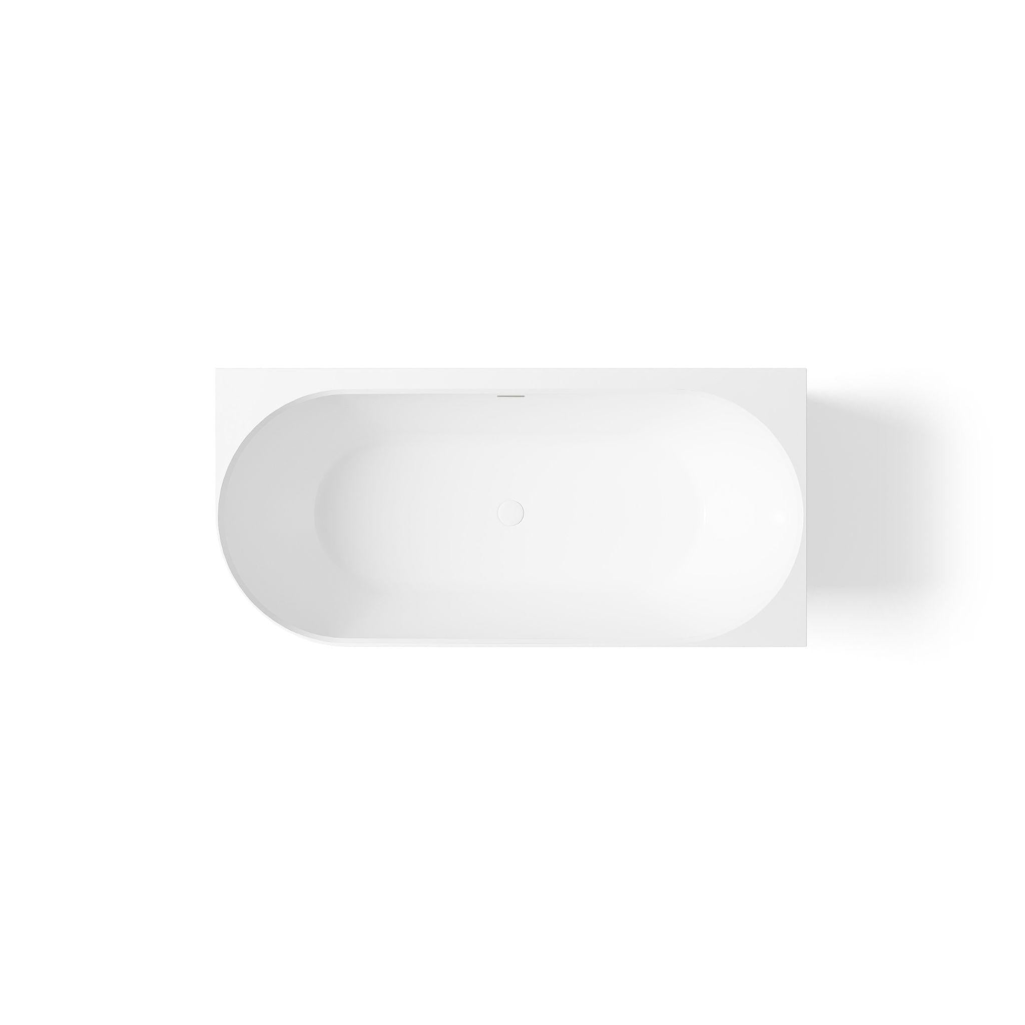 LUKKA ELLIPS FREESTANDING RIGHT CORNER BATHTUB OVERFLOW MATTE WHITE (AVAILABLE IN 1500MM AND 1700MM)