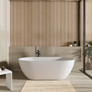 LUKKA ELLIPS SLIM FREESTANDING BATHTUB MATTE WHITE (AVAILABLE IN 1395MM, 1530MM AND 1700MM)