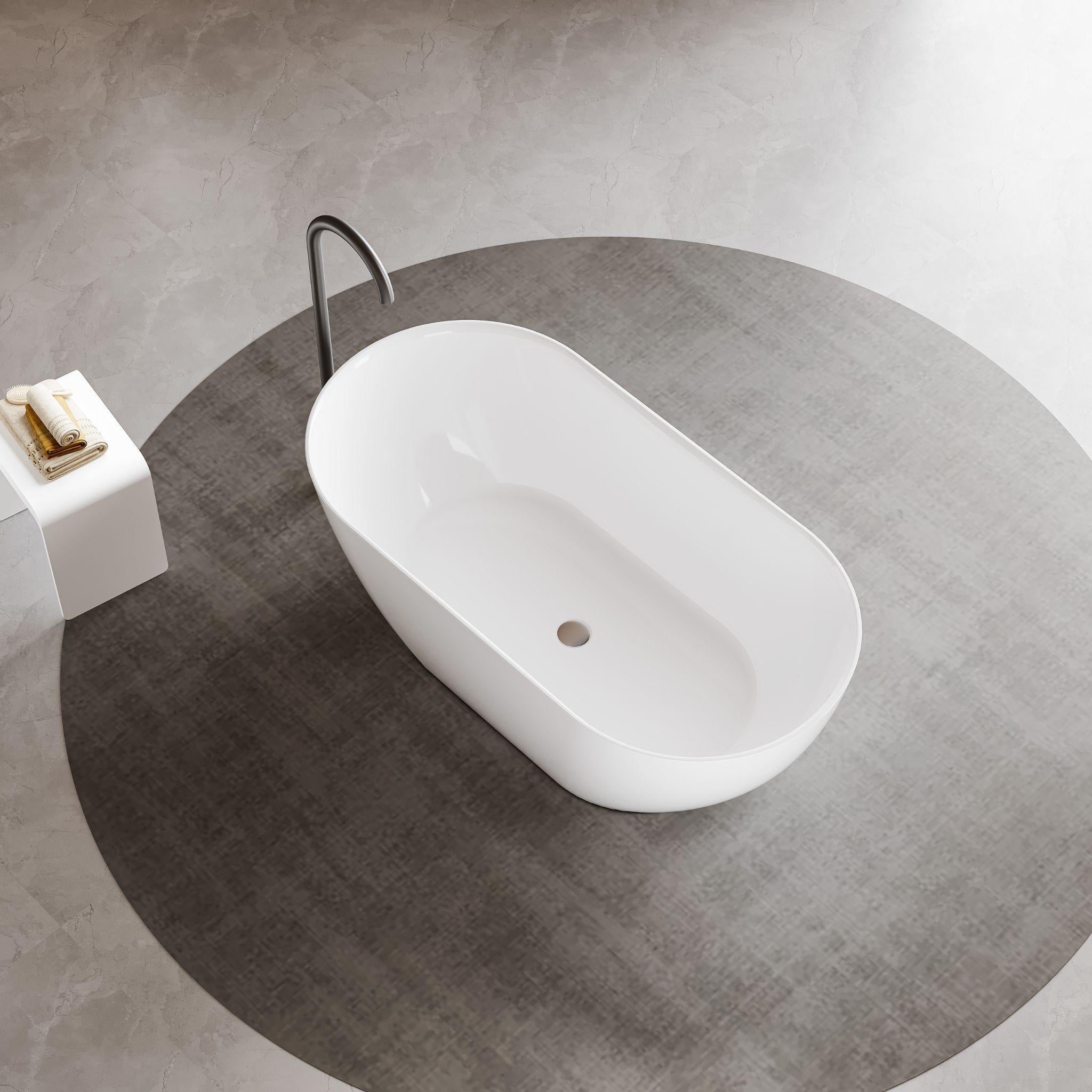 LUKKA ELLIPS SLIM FREESTANDING BATHTUB GLOSS WHITE (AVAILABLE IN MULTIPLE SIZES)