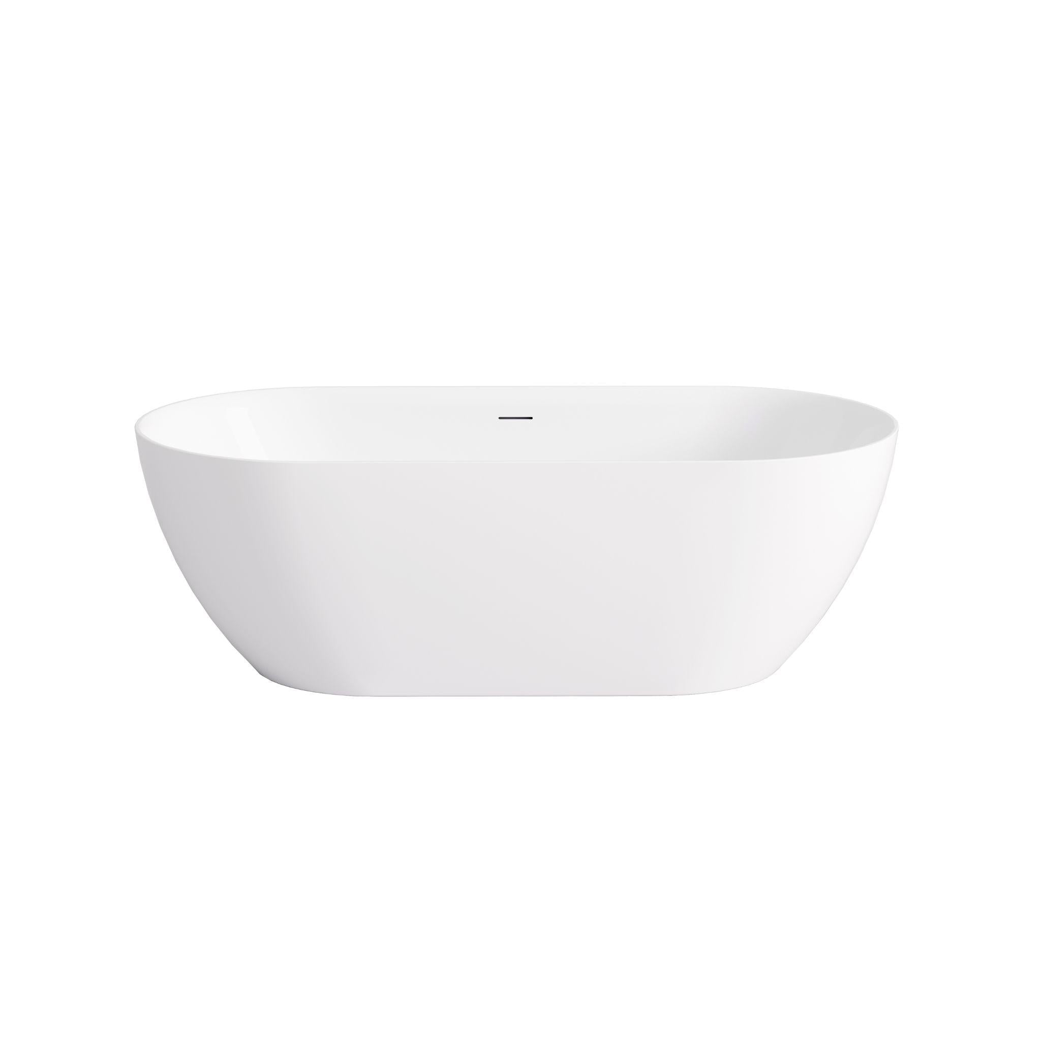 LUKKA ELLIPS SLIM FREESTANDING BATHTUB WITH OVERFLOW GLOSS WHITE (AVAILABLE IN 1395MM, 1530MM AND 1700MM)