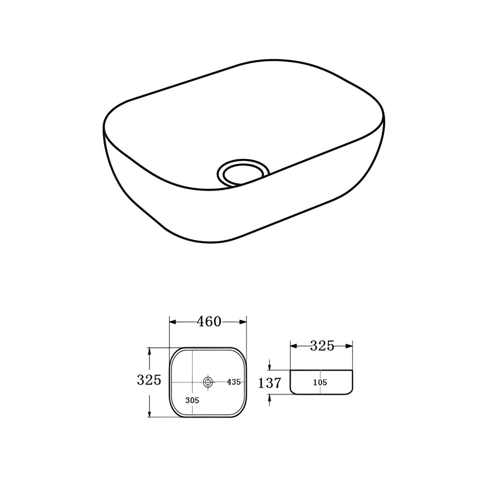 LUKKA ELLIPS ABOVE COUNTER BASIN MATTE WHITE 460MM