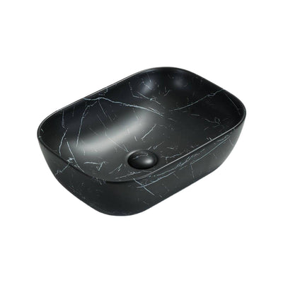 LUKKA ELLIPS ABOVE COUNTER BASIN MATTE MARBLE BLACK 460MM