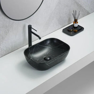 LUKKA ELLIPS ABOVE COUNTER BASIN MATTE MARBLE BLACK 460MM