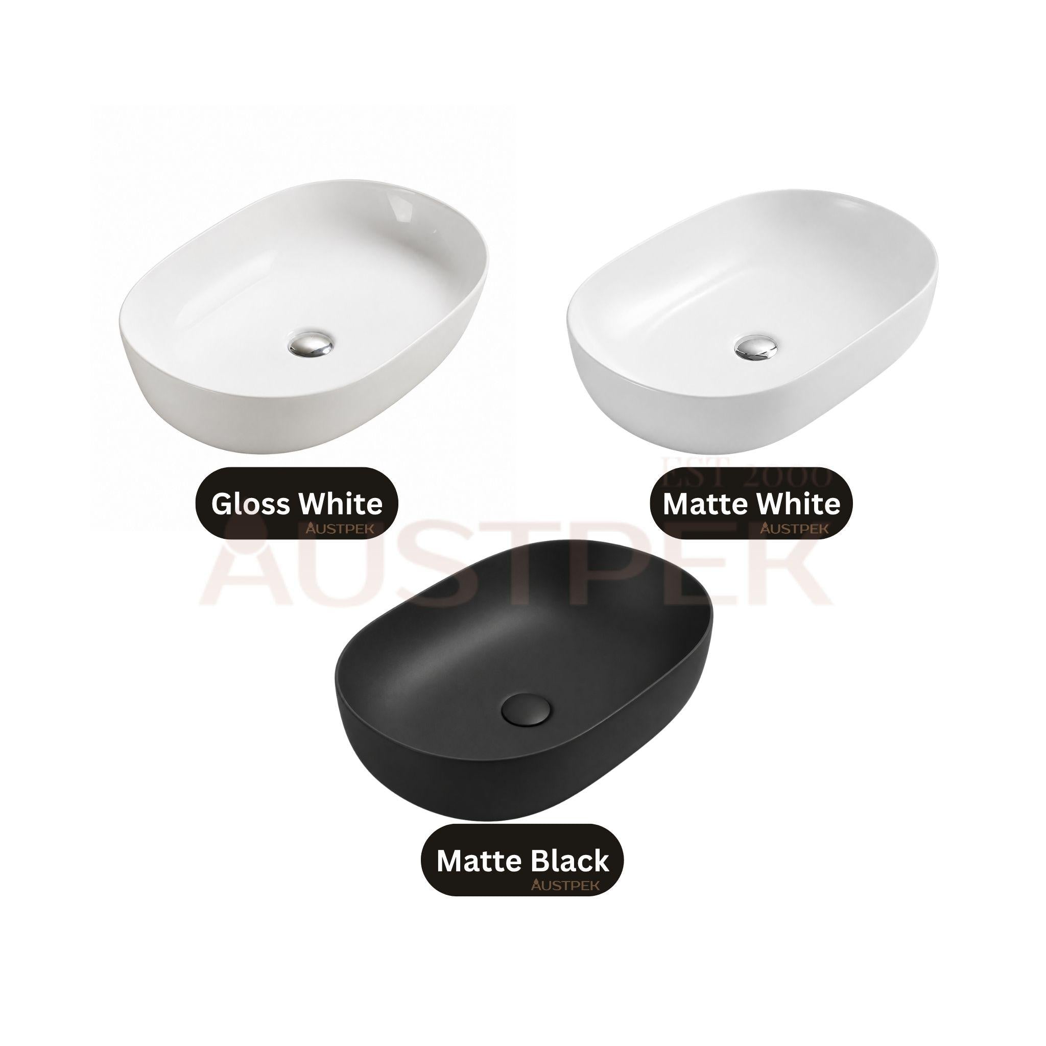 LUKKA ELLIPS ABOVE COUNTER BASIN GLOSS WHITE 490MM