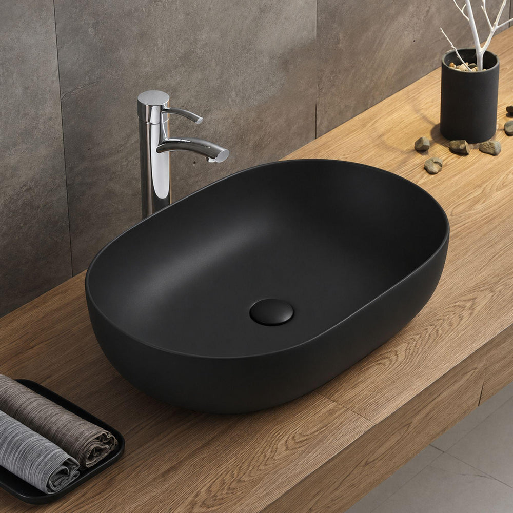 LUKKA ELLIPS ABOVE COUNTER BASIN MATTE BLACK 490MM