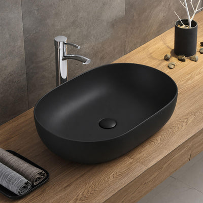 LUKKA ELLIPS ABOVE COUNTER BASIN MATTE BLACK 490MM
