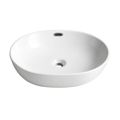 LUKKA ELLIPS ABOVE COUNTER BASIN WITH OVERFLOW GLOSS WHITE 490MM