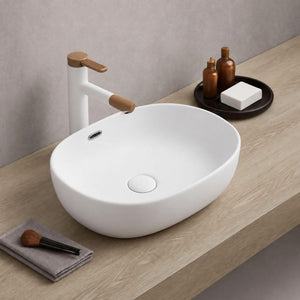 LUKKA ELLIPS ABOVE COUNTER BASIN WITH OVERFLOW MATTE WHITE 490MM