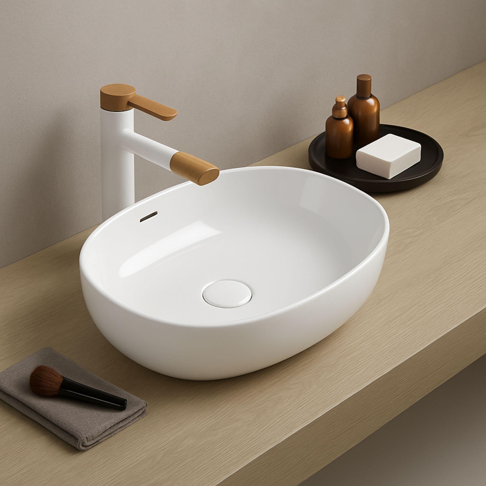 LUKKA ELLIPS ABOVE COUNTER BASIN GLOSS WHITE 610MM