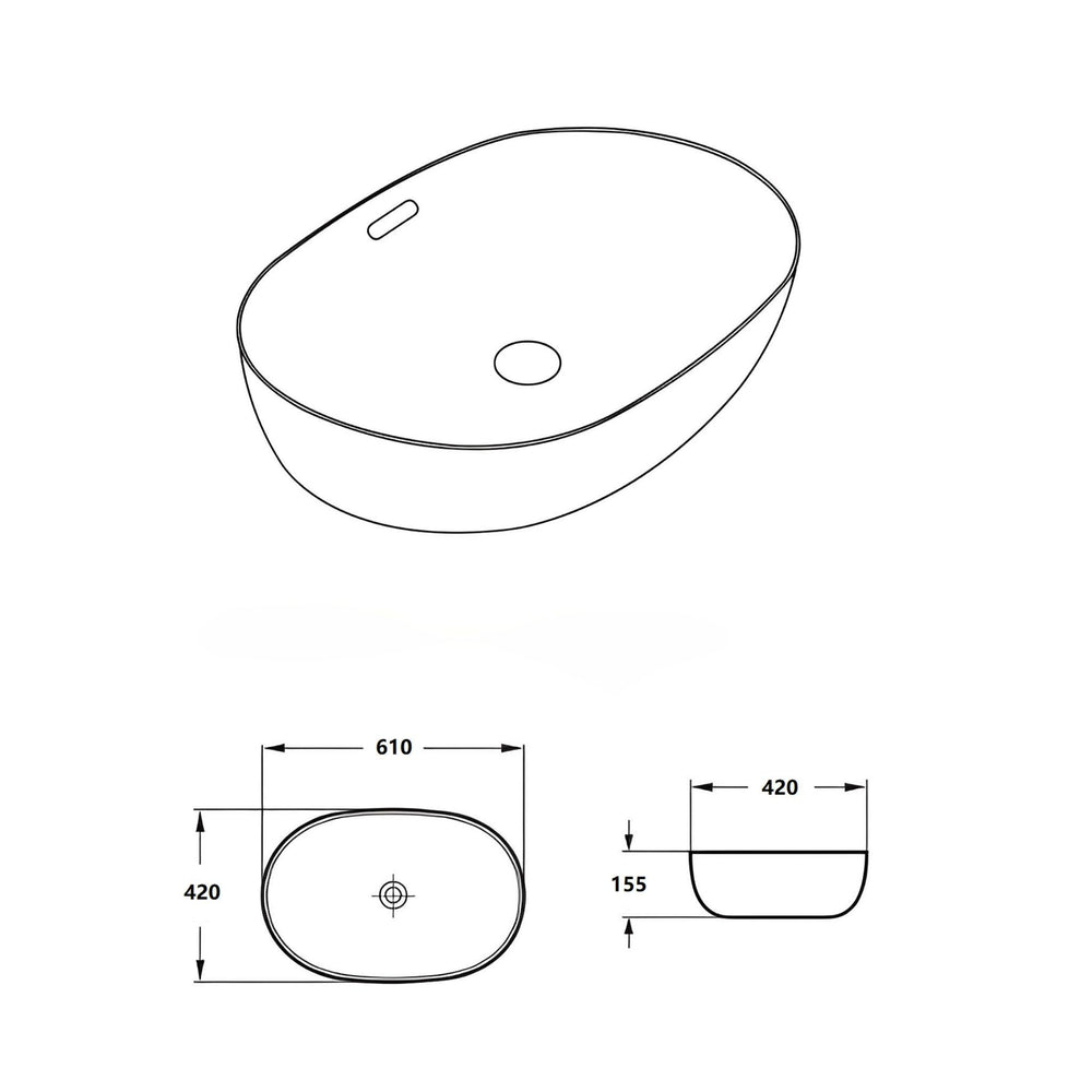 LUKKA ELLIPS ABOVE COUNTER BASIN MATTE WHITE 610MM